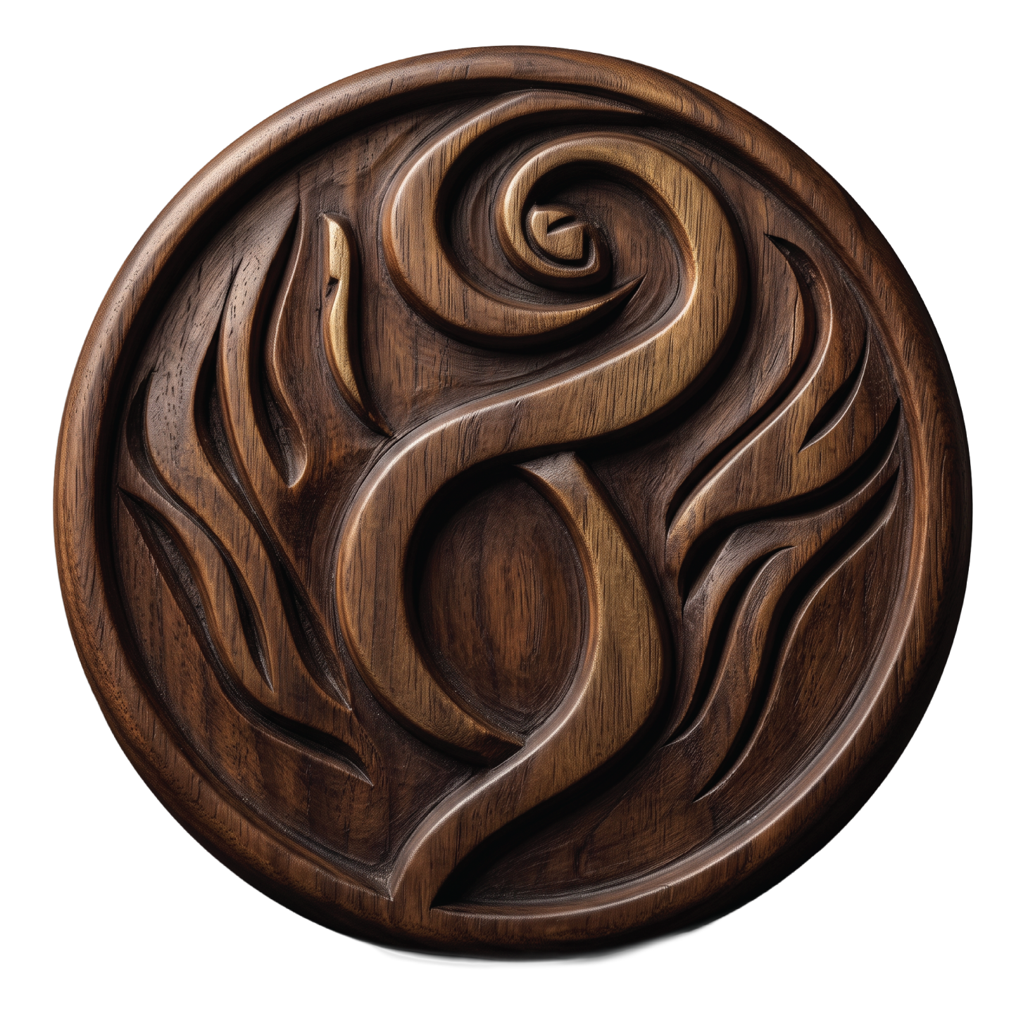 Belonging Ground Press emblem — carved wooden medallion